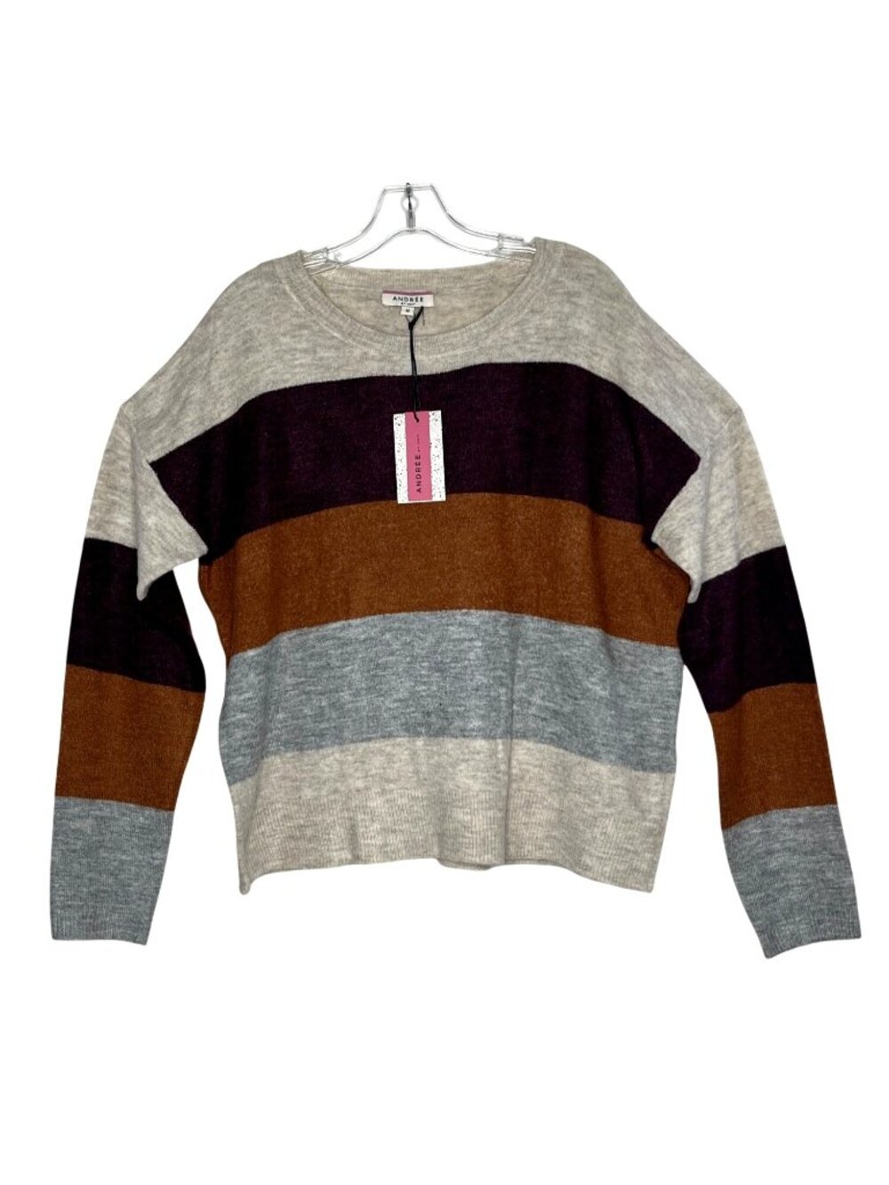 Casual Relaxed Style Striped Color Block Sweater Andree By Unit Women's Size M